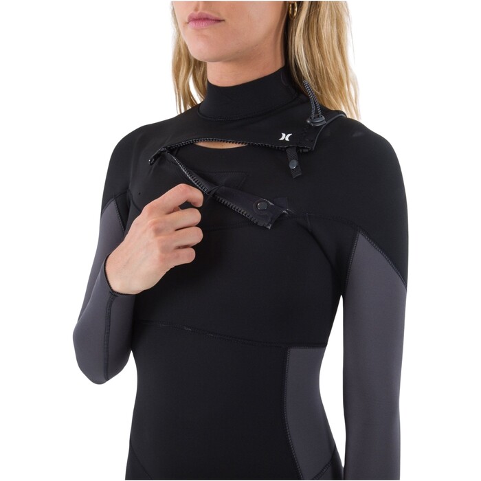 2024 Hurley Mujer Advant 4/3mm Chest Zip Neopreno WFS0013403 - Black